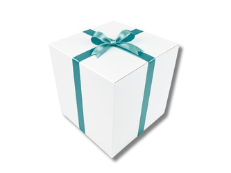 BIELONE PUDEŁKO KARTONOWE - z turkusową tasiemką - 50x50x50cm