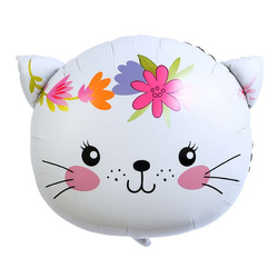 Balon Foliowy Głowa Kotka Biała - 58 x 56 cm