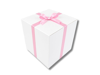 BIELONE PUDEŁKO KARTONOWE - z różową tasiemką - 50x50x50cm