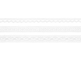 Koronki bawełniane - Tasiemki - Białe - 3 sztuki