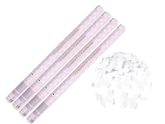 Zestaw 4x Tuba Konfetti - Motylki - białe - 80cm