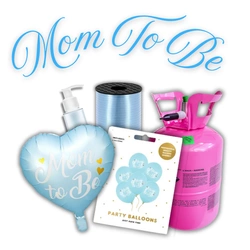 Zestaw MOM TO BE - CHŁOPIEC - 7 balonów + Wstążka + Uszczelniacz + Butla z helem
