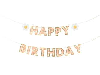 Baner papierowy - Happy Birthday - Stokrotki - 200 x 14,5 cm - 1 szt.