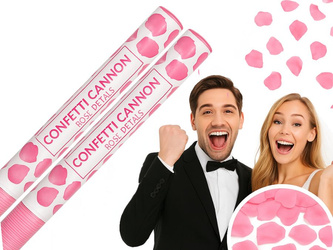 Zestaw 2x Tuba Konfetti - Płatki róż - różowy - 60cm