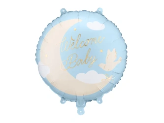 Balon foliowy pastylka - Welcome Baby - 35x35cm - Jasnoniebieski