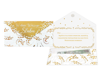 Koperta podarunkowa - Ślub - Złote gałązki