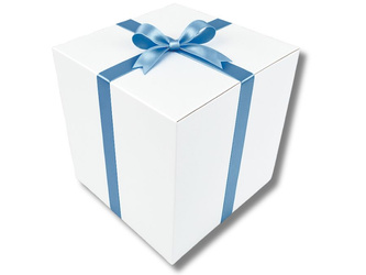 OGROMNE BIELONE PUDEŁKO KARTONOWE - z niebieską tasiemką - 60x60x60cm