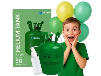 Butla z helem do 50 balonów  - DOSTIA - 13.3L - 0.40 m3 + Uszczelniacz 50ml