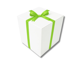 BIELONE PUDEŁKO KARTONOWE - z zieloną tasiemką - 50x50x50cm