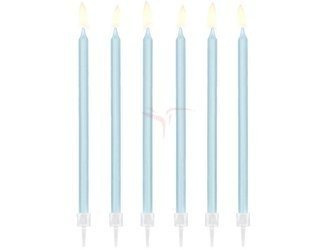 Świeczki urodzinowe - Gładkie - Błękitne - 14cm - 12 sztuk