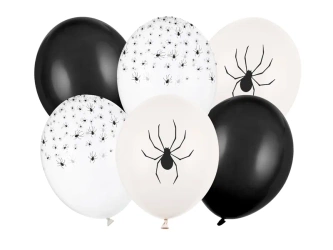 Balony lateksowe 30cm - Pająki - Halloween - 6 sztuk