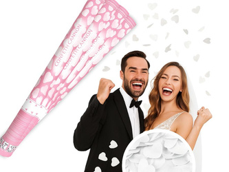 Zestaw 4x Tuba Konfetti - białe Serca - 60 cm