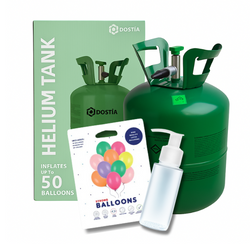 Butla z helem do 50 balonów  - DOSTIA - 13.3L - 0.40 m3 + Uszczelniacz 50ml + Balony 23cm