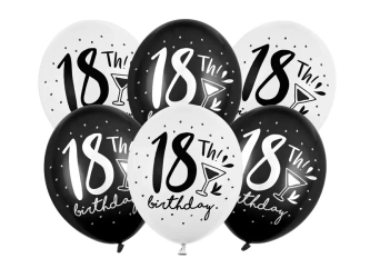 Balony 30cm - 18th! Birthday - 6 szt.