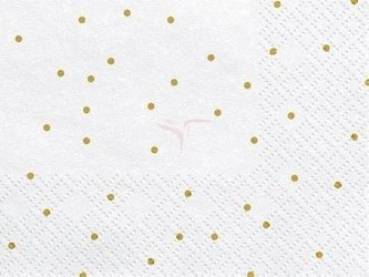 Serwetki papierowe - Białe - Złote Kropki - 33 x 33cm - 20 sztuk