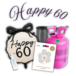 Zestaw HAPPY 60 - 7 balonów + Wstążka + Uszczelniacz + Butla z helem