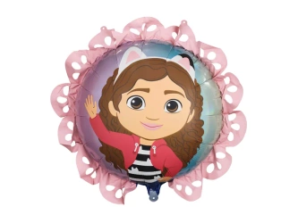 Balon foliowy pastylka z falbanką - Koci Domek Gabi - 52x52 cm