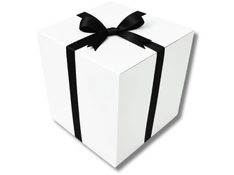 OGROMNE BIELONE PUDEŁKO KARTONOWE - z czarną tasiemką - 60x60x60cm