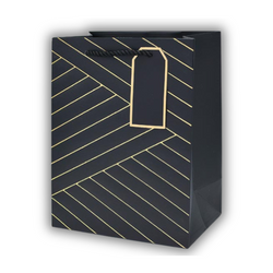 Torba prezentowa - Tłoczona - Czarna - 26 x 32 x 12cm