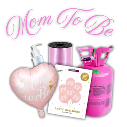 Zestaw MOM TO BE - DZIEWCZYNKA - 7 balonów + Wstążka + Uszczelniacz + Butla z helem