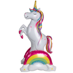 Balon Foliowy Jednorożec na Tęczy 3D - 43 x 52 x 94 cm