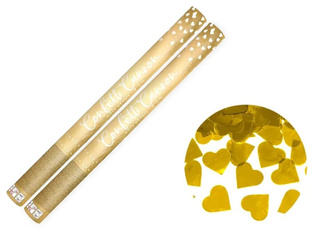 Zestaw 2x Tuba Konfetti - złote Serca - 60 cm