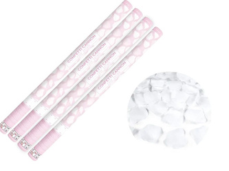 Zestaw 4x Tuba Konfetti - Płatki róż - biały - 80cm