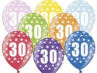Balony Strong 30cm - 30th Birthday - Metallic Mix - 50 sztuk