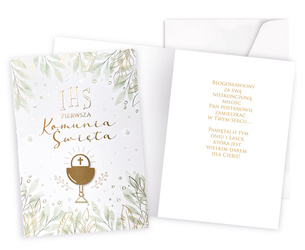 Kartka okolicznościowa - Pierwsza Komunia Święta - gałązki - 1 szt.