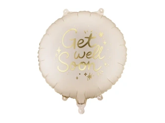 Balon foliowy pastylka - "Get Well Soon" - 35x35 cm - mix