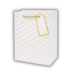 Torba prezentowa - Tłoczona - Biała - 26 x 32 x 12cm