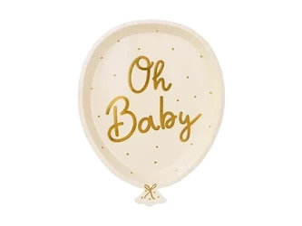 Talerzyki papierowe - Oh baby - 17.5 x 22 cm - 6 sztuk