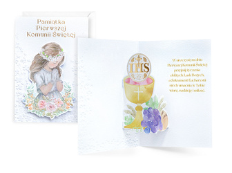 Kartka okolicznościowa - Pierwsza Komunia Święta - Dziewczynka - 1 szt.