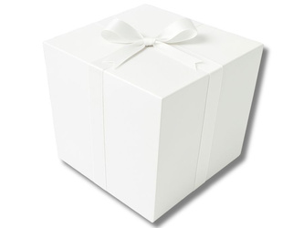 OGROMNE BIELONE PUDEŁKO KARTONOWE - z jasnokremową tasiemką - 60x60x60cm