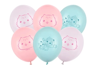 Balony lateksowe 27cm - Koci Domek Gabi - 6 sztuk