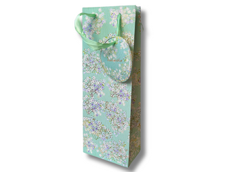 Torebka prezentowa - Kwiaty - Jasnozielona - 12,9 x 35,9 x 8cm