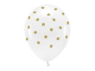 Balony Eco 33 cm pastelowe - Gwiazdki - biały - 6 szt