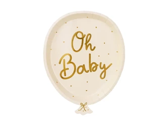 Talerzyki papierowe - Oh baby - 17.5 x 22 cm - 6 sztuk